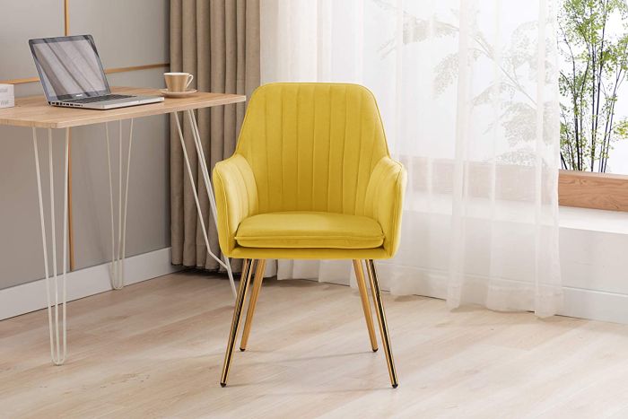 Velvet Dining Chair with Golden Metal Legs - COOLBABY