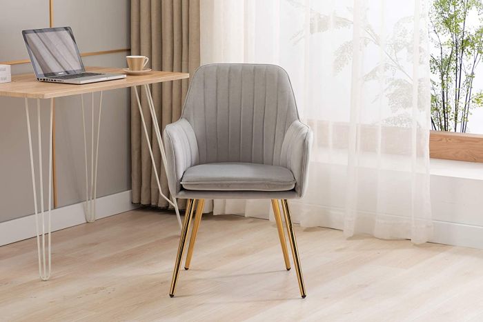 Velvet Dining Chair with Golden Metal Legs - COOLBABY