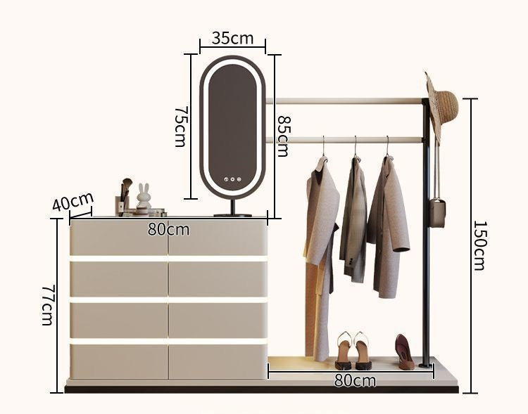 Modern Multi-Functional Dressing Table Chest Drawers, Clothes Hanger and Mirror - COOLBABY