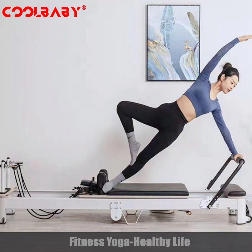 COOLBABY SSZ-PLT04 Pilates Core Bed Yoga Bed Sports Aluminum Alloy Material Home Stretch Home Stretch Training Fitness Equipment Folding Model - COOLBABY