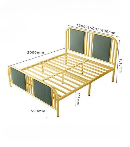 Light Luxury Wrought Iron Bed - Carbon Steel Frame with Technical Cloth Fabric - COOLBABY