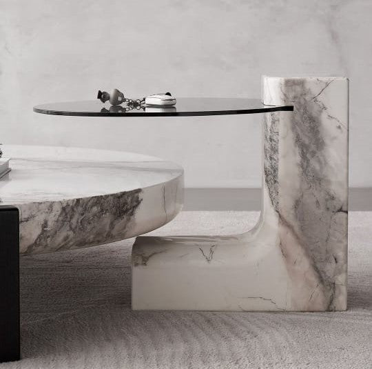 Marble Coffee Table - Black with patterned marble - COOLBABY