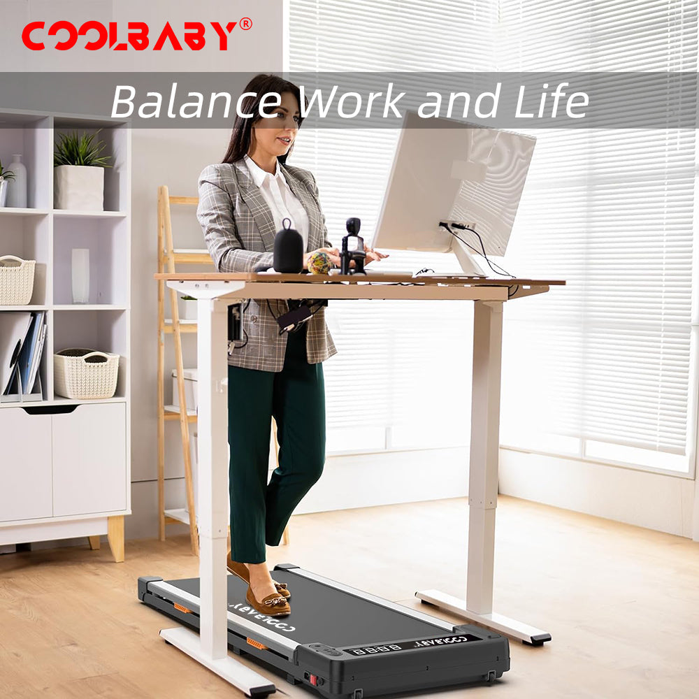 COOLBABY Walking Pad, Under Desk Treadmill for Home Office, 2 in 1 Portable Walking Treadmill with Remote Control, Walking Jogging Machine - COOLBABY