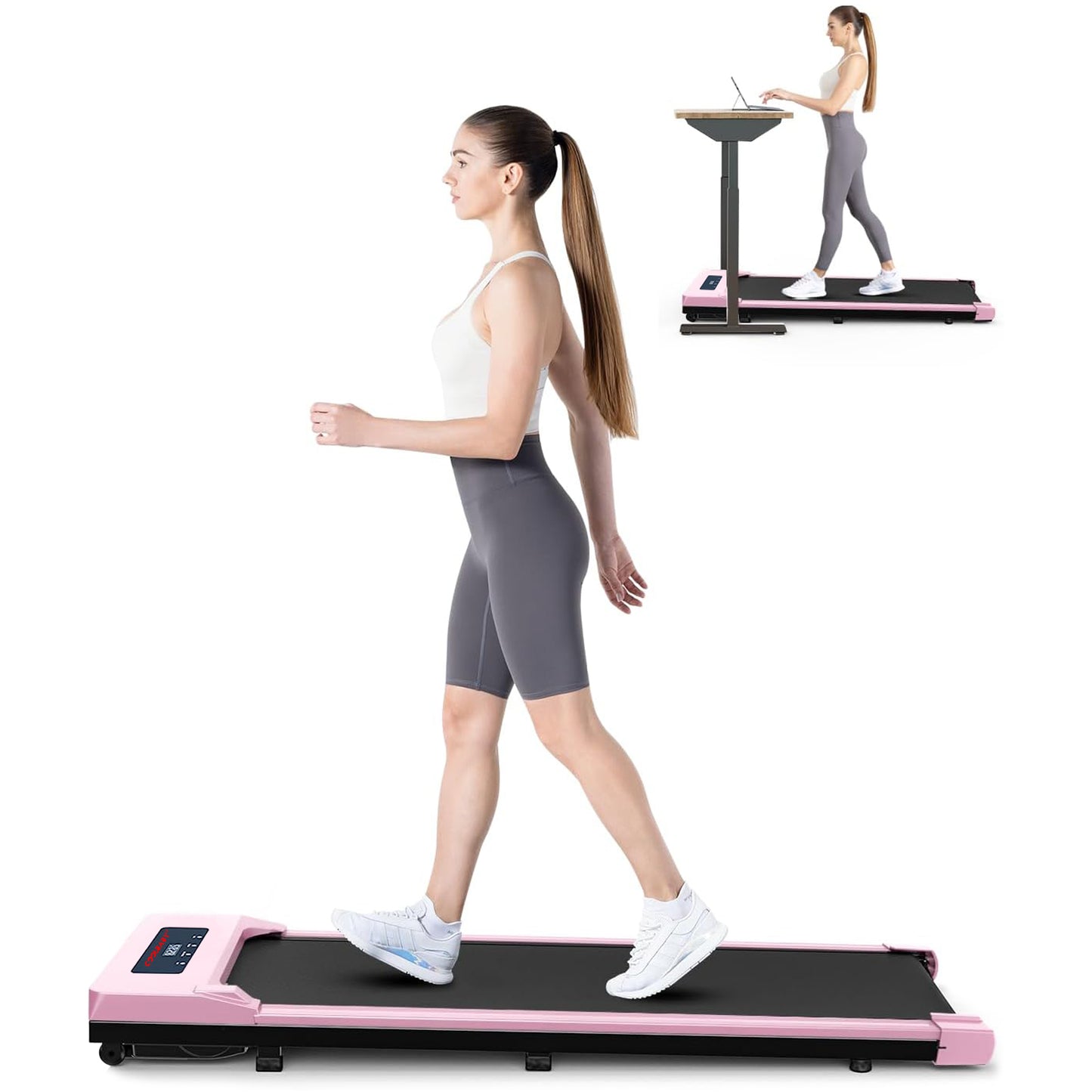 COOLBABY PBJB01 Compact and Powerful Under Desk Treadmill | Wireless Remote Control | LED Display | Ideal for Home and Office Use