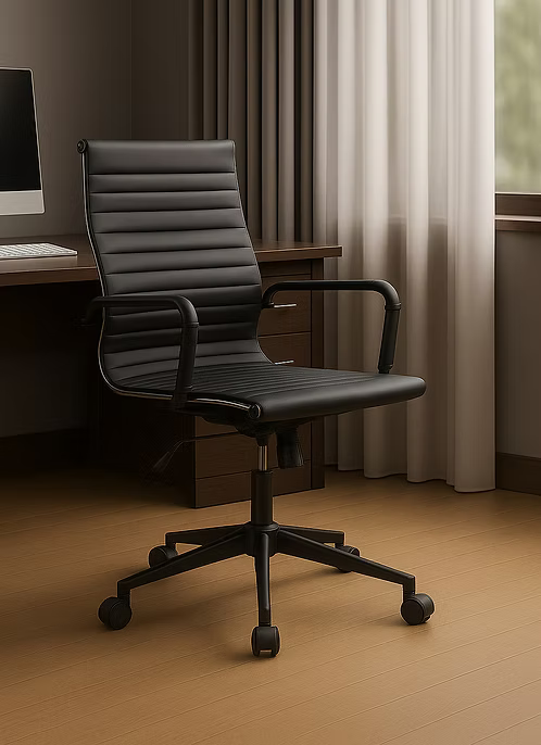 Medium Back Office Chair with PU Leather & Steel Frame | Ergonomic Work Chair