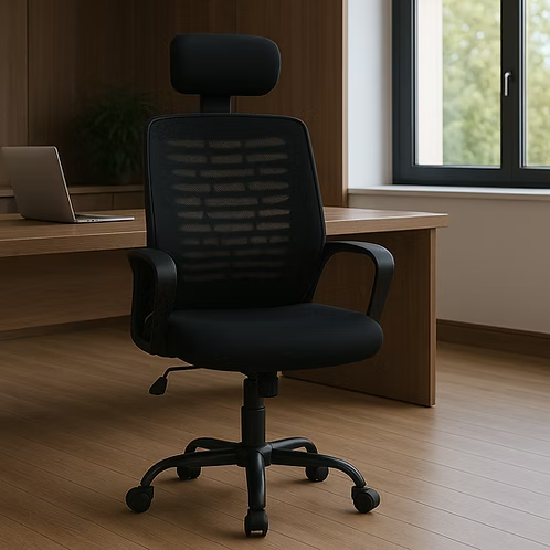 High Back Ergonomic Mesh Office Chair with Headrest, Adjustable Height & High-Density Foam Seat