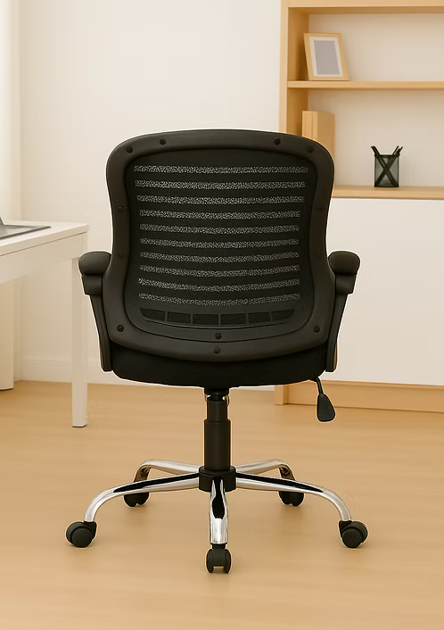Ergonomic Mesh Office Chair with Adjustable Height, Lumbar Support & Cushioned Armrests for Home and Office