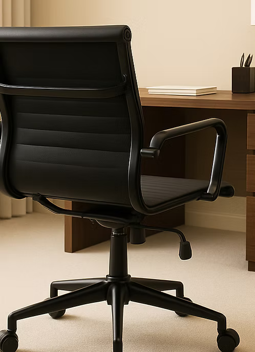 Medium Back Office Chair with PU Leather & Steel Frame | Ergonomic Work Chair