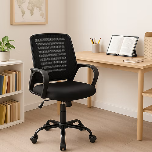 Ergonomic Mesh Office Chair with Adjustable Height, High-Density Foam Seat & Fixed Armrests