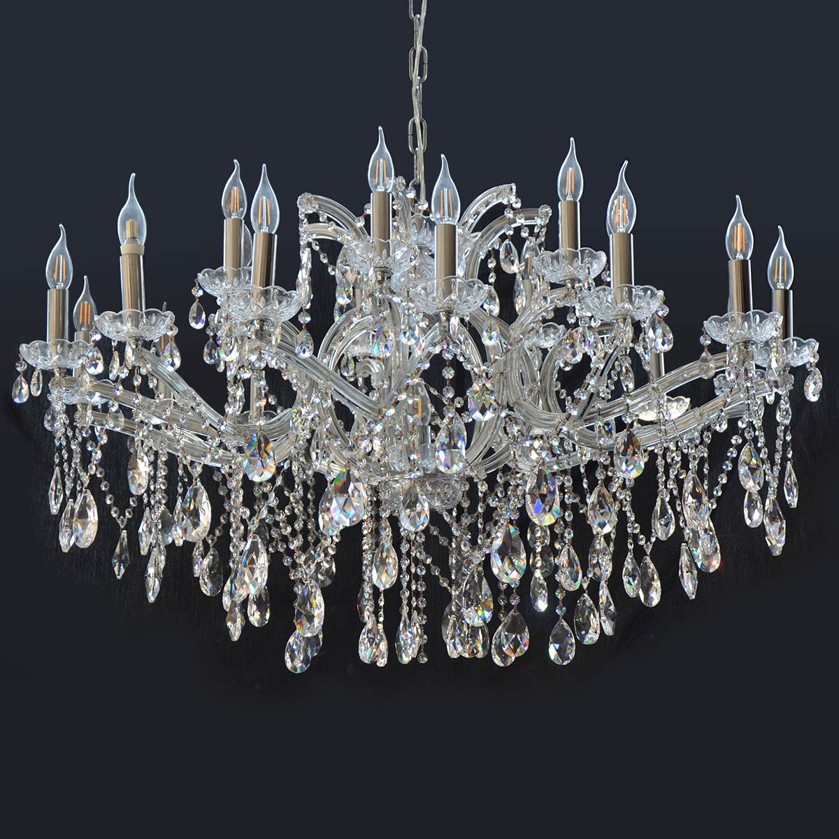 Luxurious Candle Crystal Chandelier 22 Arms - Silver