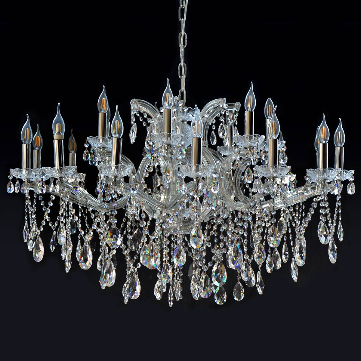 Luxurious Candle Crystal Chandelier 22 Arms - Silver