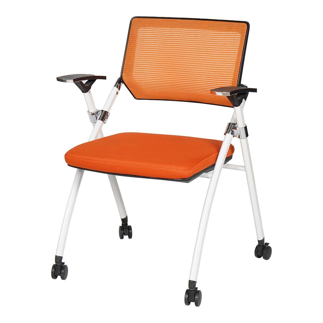 COOLBABY Foldable Training Chair – Ergonomic Orange/Grey Chair with High-Density Cushion and Lockable Wheels - COOLBABY