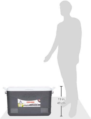 60L Plastic Picnic Cooler Icebox Cool Grey – Insulated Cooler Box with 6-Day Ice Retention & Leakproof Drain Tap