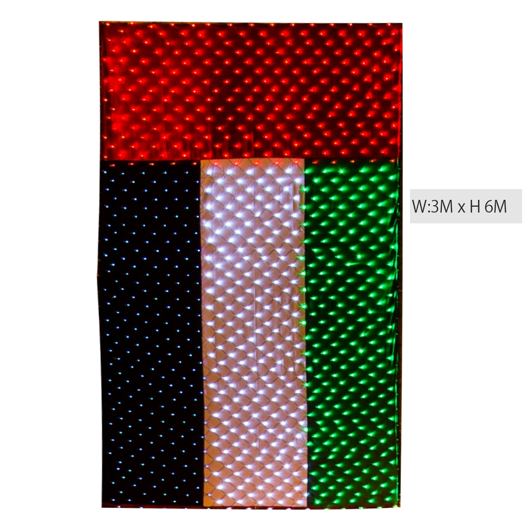 UAE Flag LED Net Light W3 x H6 Meters