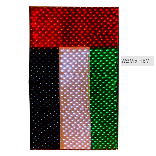 UAE Flag LED Net Light W3 x H6 Meters