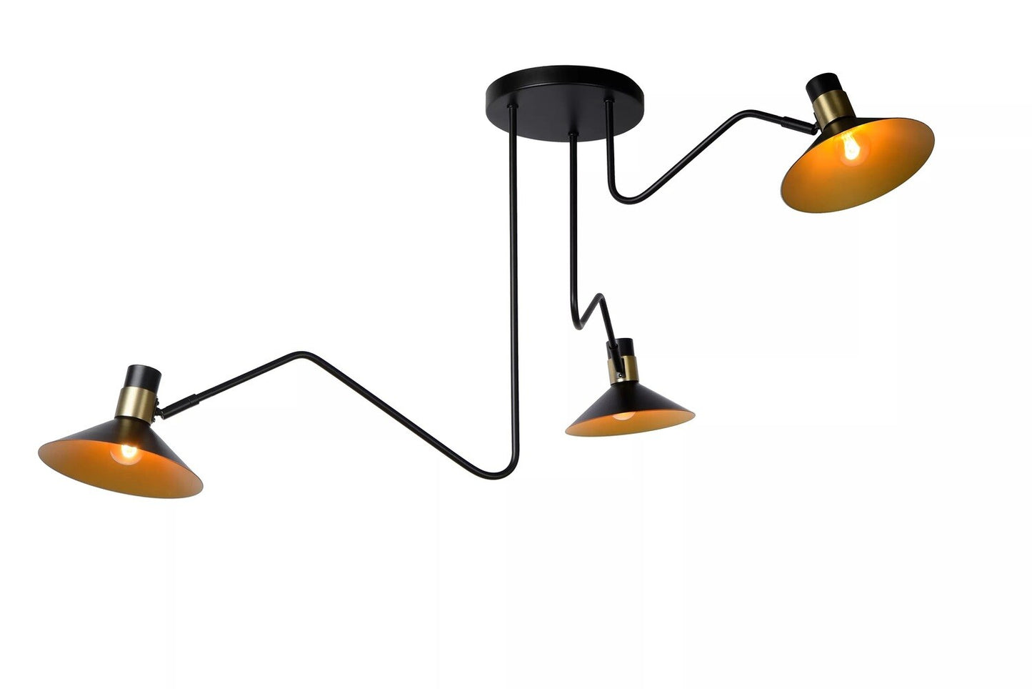 High-Quality Metal Ceiling Light 3xE14 Black/Brass - COOLBABY