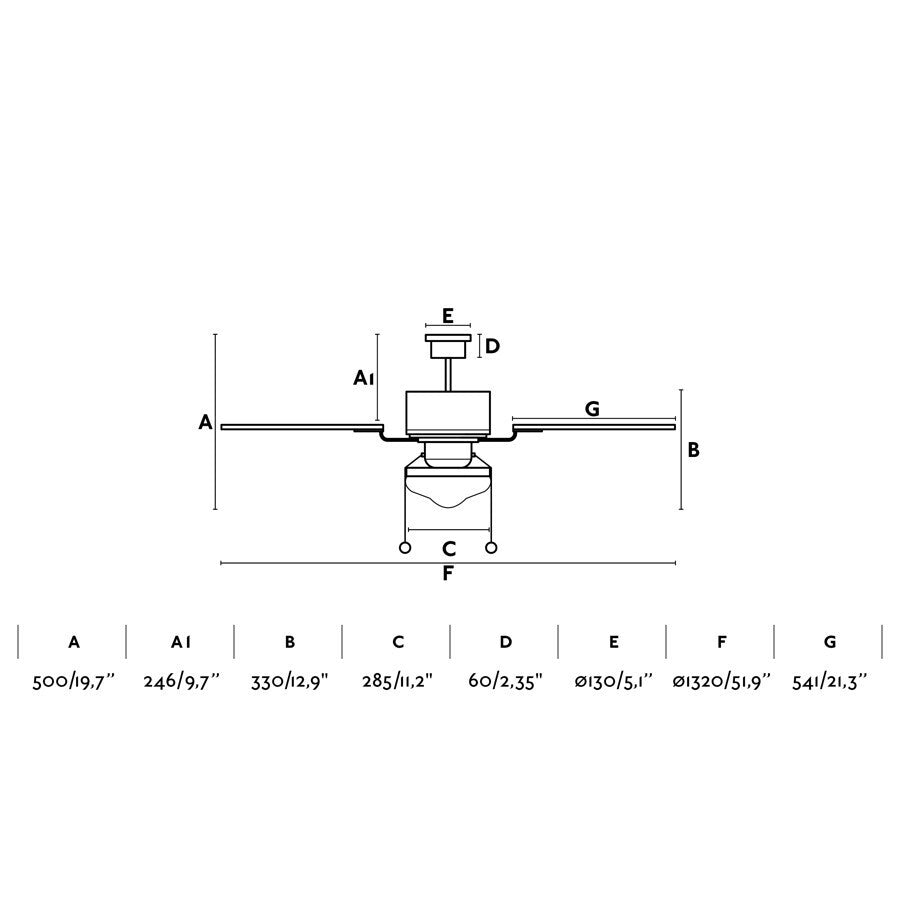 Dark Brown Ceiling Fan Ø132cm With Light Kit Included With Pull Chain