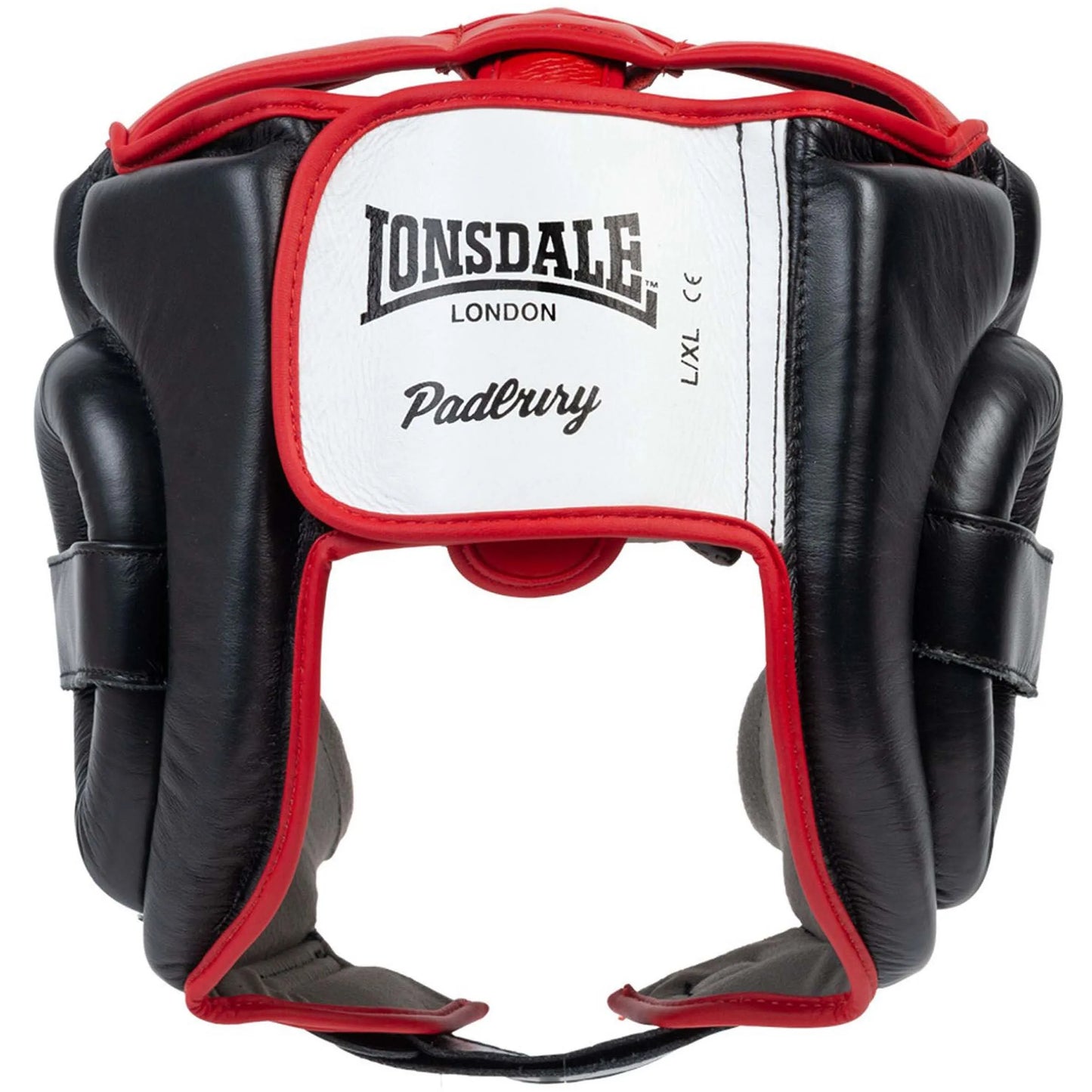 COOLBABY Lonsdale Padbury Leather Head Guard - Ultimate Boxing Protection in Black/White/Red - COOLBABY