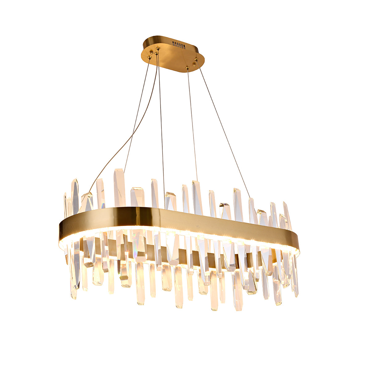 Modern Hanging Light 80LED Glass Iron Crystal Oval - Gold