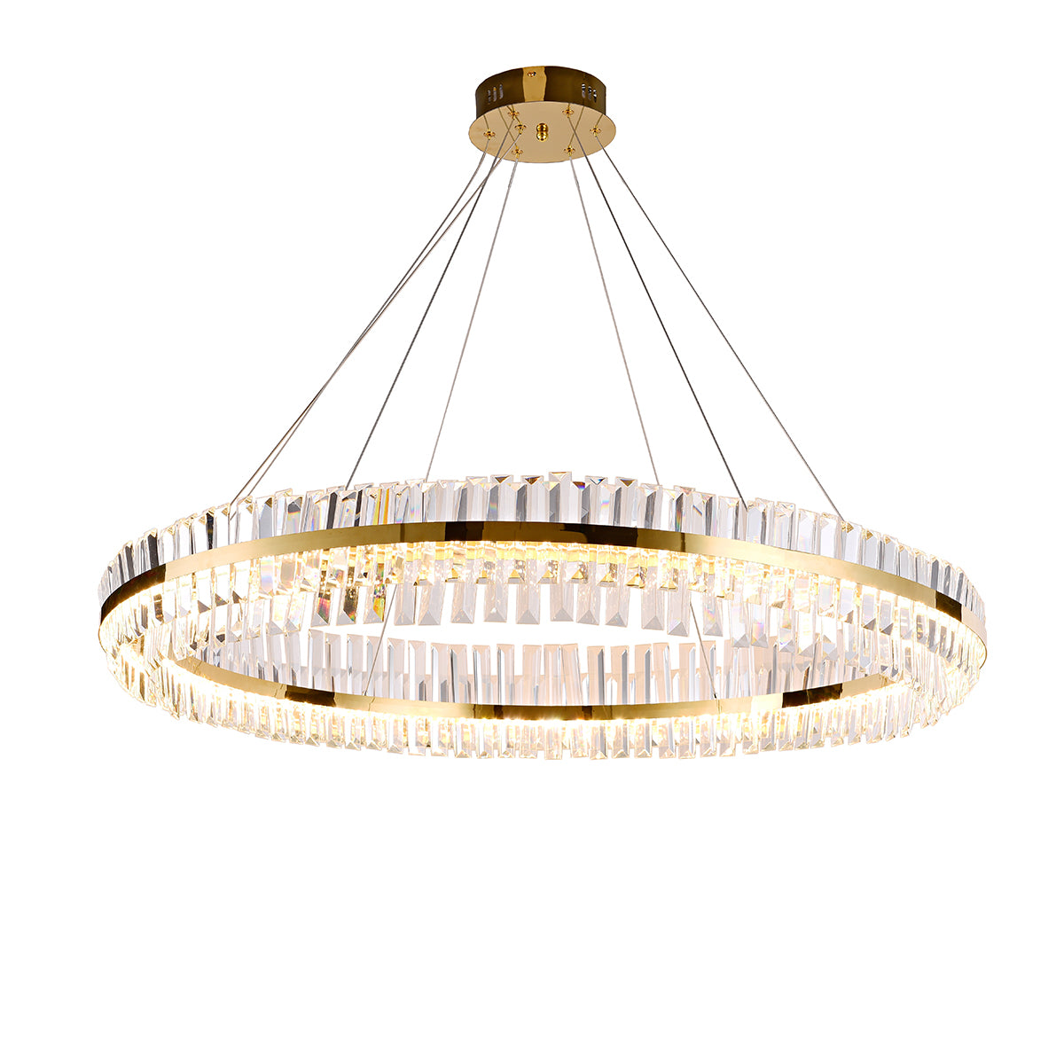 Modern Iron & Glass Crystal Pendant Light - Gold