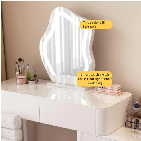 Modern Makeup Vanity Table Set with Illuminated Mirror, Ample Storage, and Sleek Design - COOLBABY