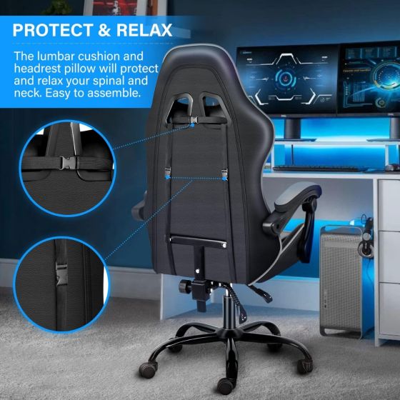 Gaming Chair Ergonomic Computer Chair, Backrest and Seat Height Adjustable, Swivel Recliner Chair - COOLBABY