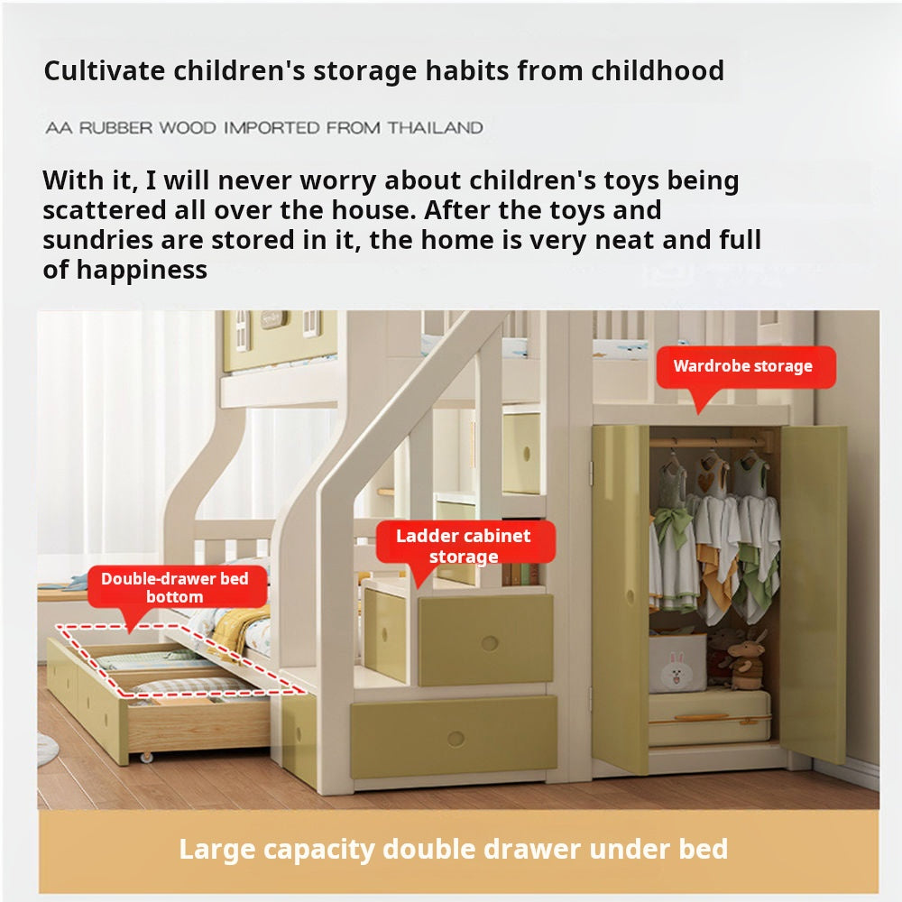 COOLBABY ZLJ1118 Multifunctional Modular Bed With Stairs And Double Drawers - COOLBABY