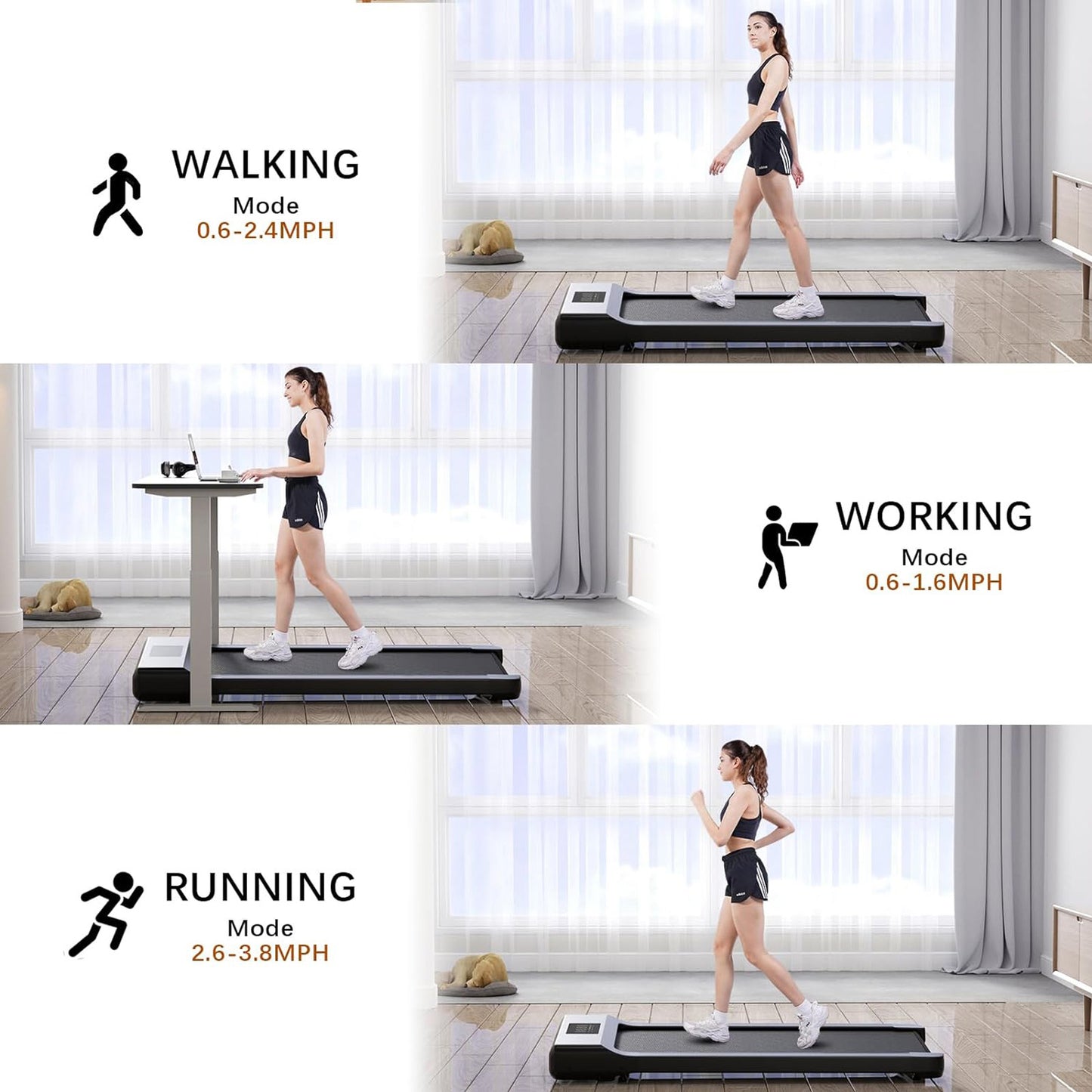 COOLBABY PBJB01 Compact and Powerful Under Desk Treadmill | Wireless Remote Control | LED Display | Ideal for Home and Office Use - COOLBABY