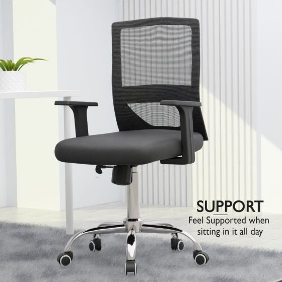 Medium Back Mesh Office chair with Lumbar Support Black - COOLBABY