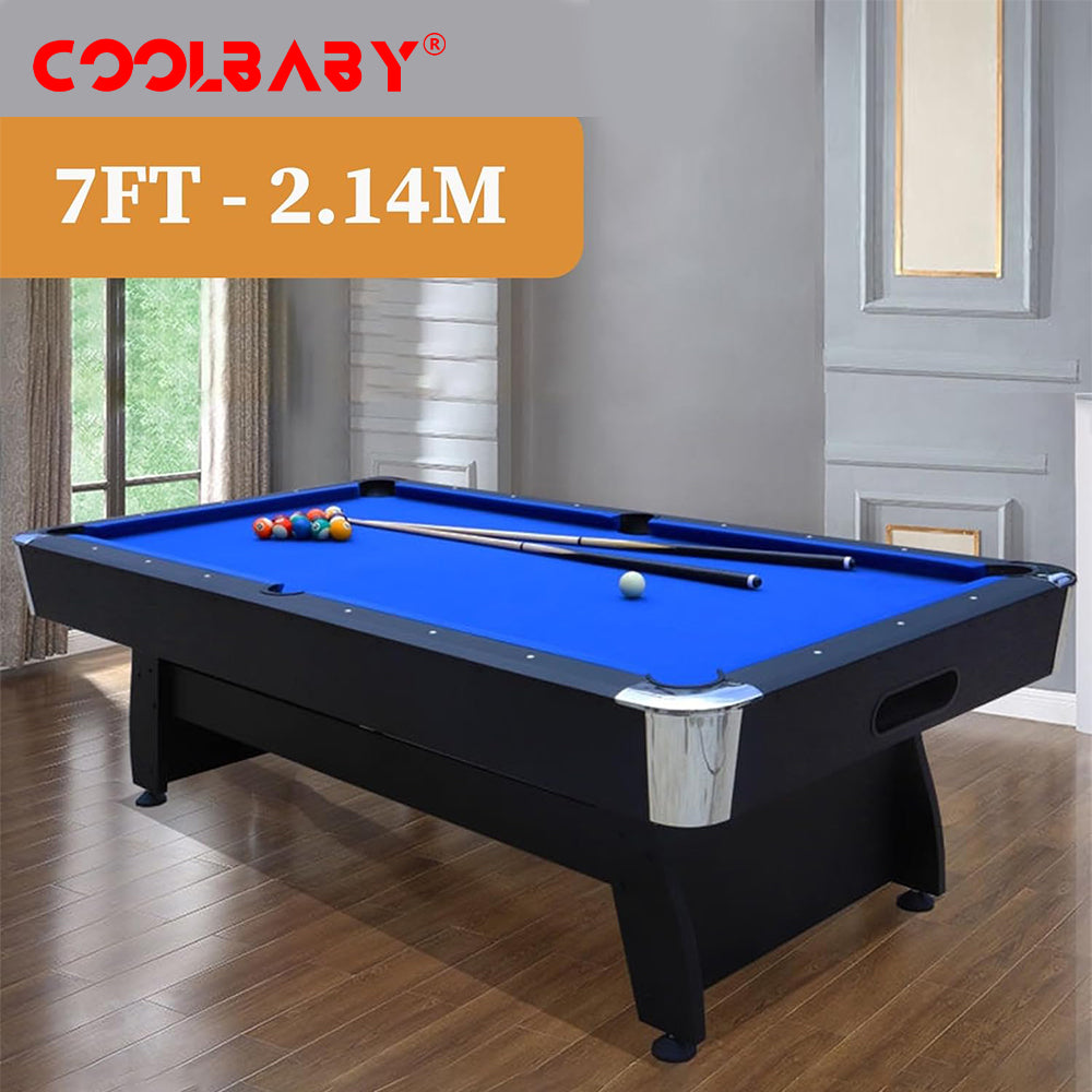 COOLBABY 7ft Auto Ball Return Billiard Pool Table for Club Family Indoor Gym Games Billiards Table - All Accessories Included