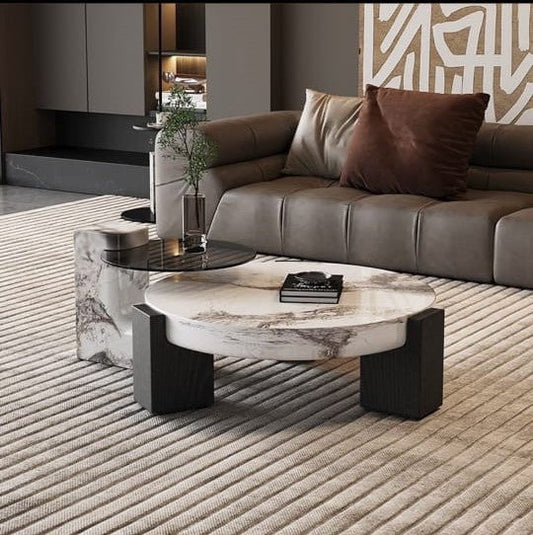 Marble Coffee Table - Black with patterned marble - COOLBABY