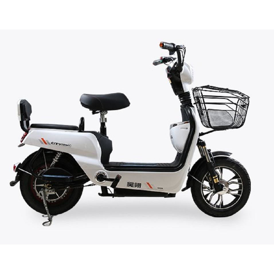 Trendy 48V Grocery Electric Scooter by MegaWheels - Electric E-Bike with Pedal, 2 Seats, Basket - COOLBABY