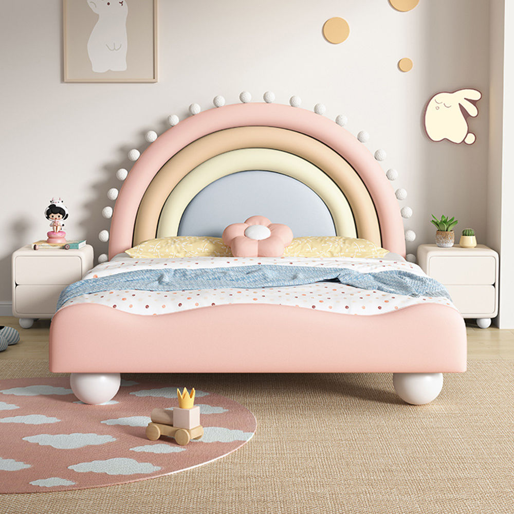 COOLBABY ZLJ1124 Children's Bed Girls Princess Bed Cartoon Rainbow Bed - COOLBABY