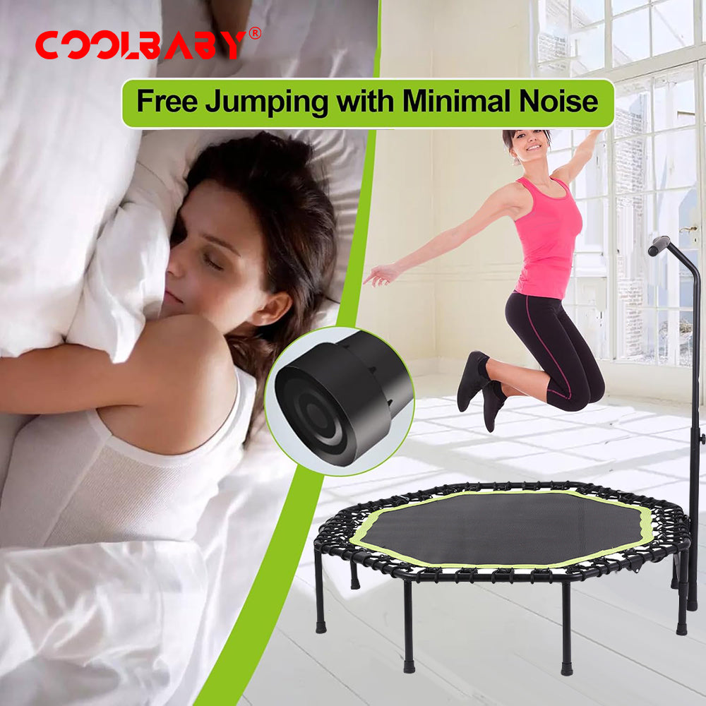 COOLBABY 51 Inch Quiet Mini Trampoline with Adjustable Handles, Fitness Trampoline, Bungee Jumping, Cardio Trainer for Adults Workout - COOLBABY