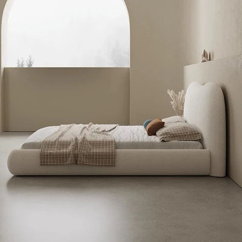 Luxurious Modern Minimalist Bed with Upholstered Fleece Fabric and High-End Headboard - COOLBABY