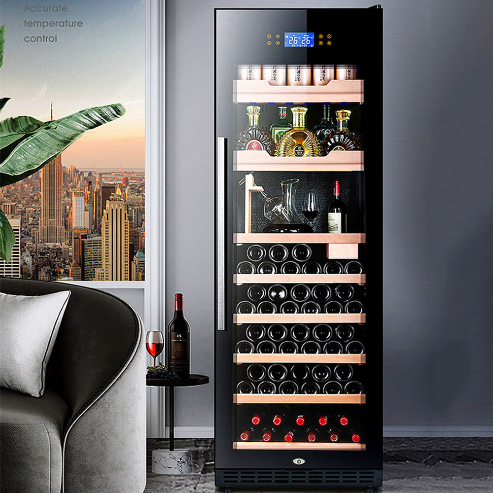 COOLBABY Premium Eight-Layer Wine Cabinet with LED Display and Exceptional Cooling