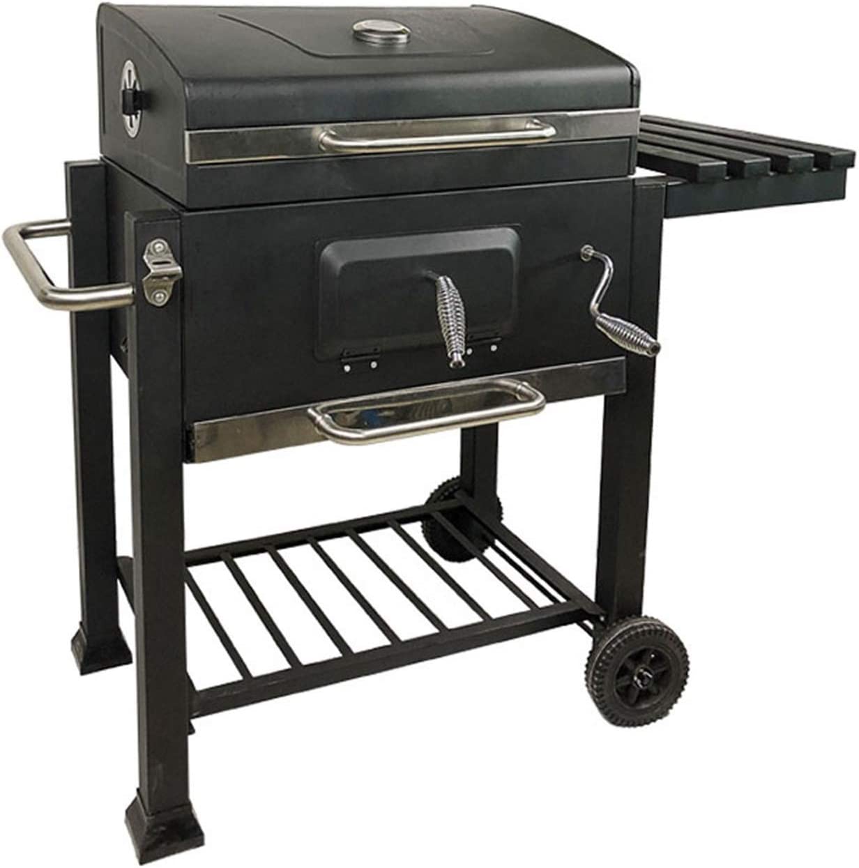 COOLBABY Trolley Charcoal Barbecue Grill - Outdoor Patio Garden BBQ with Side Trays and Storage Shelf - COOL BABY