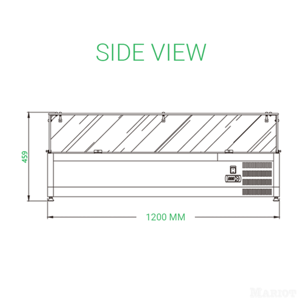 Salad Bar Display, fruit stainless steel freezer bar with container showcase glass - COOLBABY