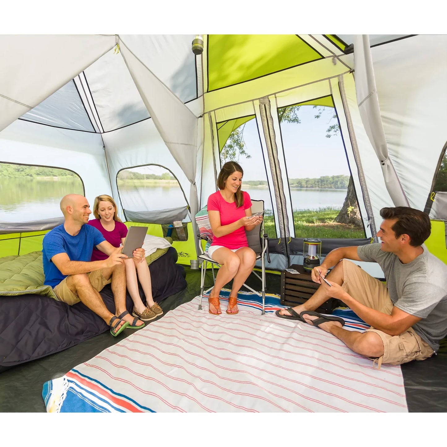 COOLBABY 12-Person Instant Cabin Tent - Spacious 18' x 10', Weather Protection, and 3-Room Capability - COOLBABY