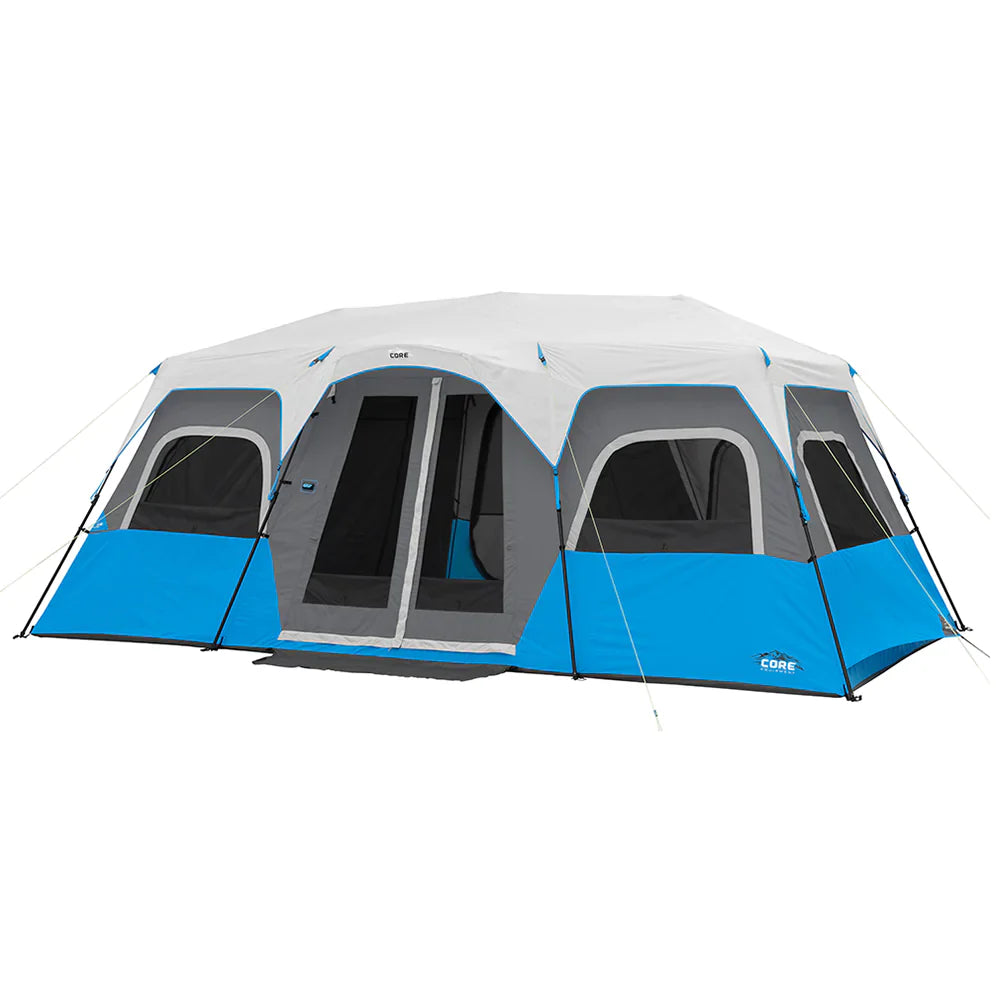 COOLBABY Spacious 12-Person Lighted Instant Cabin Tent with LED Lighting & Adjustable Ventilation - COOLBABY