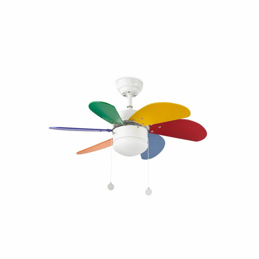 Multicolor Kids Ceiling Fan Ø81 cm Light Integrated With Pull Chain