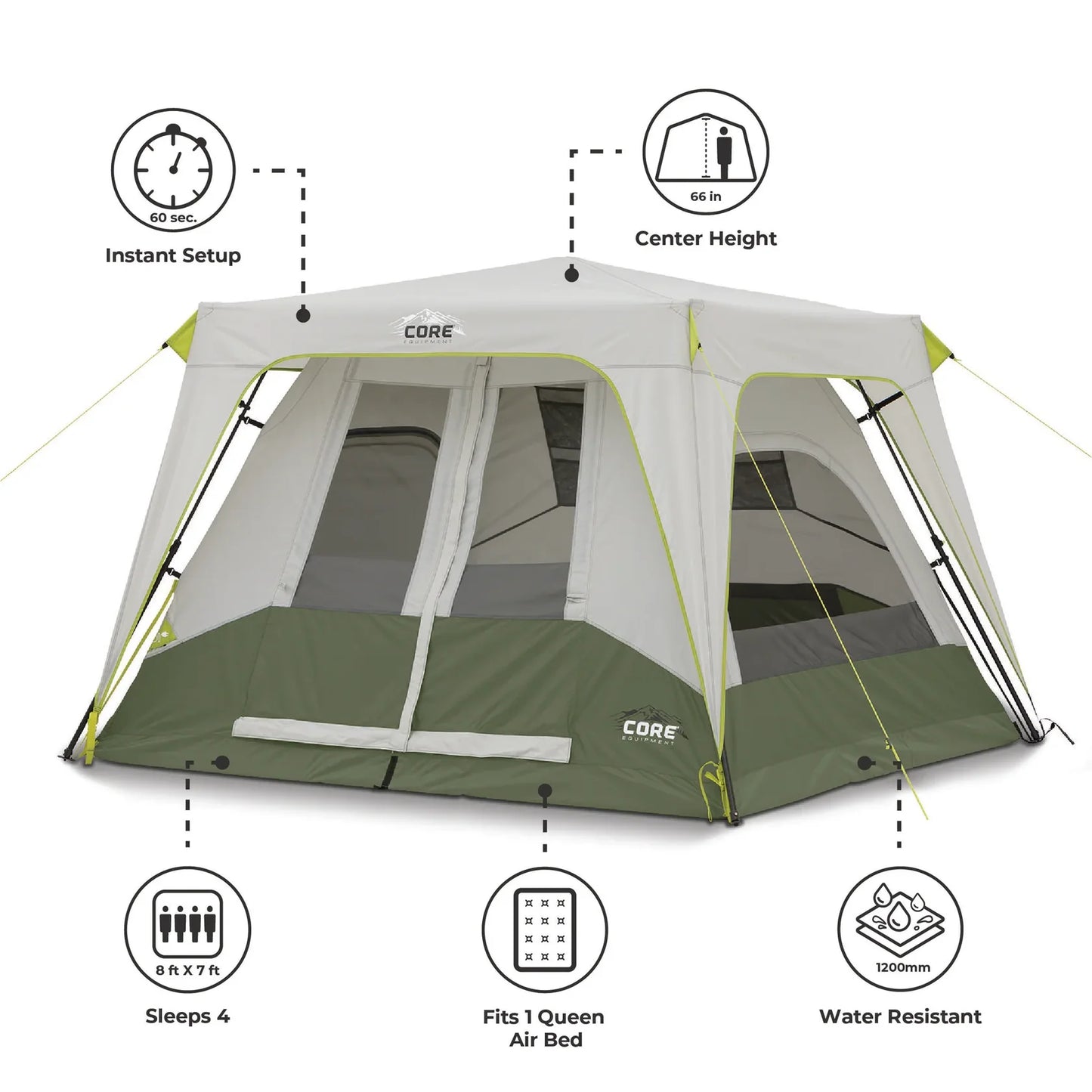 COOLBABY 4-Person Instant Cabin Tent with H20 Block Technology for Quick Setup and Weather Protection - COOLBABY