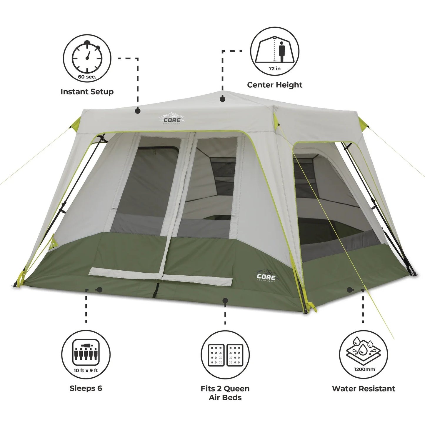 COOLBABY 6-Person Instant Cabin Tent with Weather Protection and Adjustable Ventilation – 10' x 9' - COOLBABY