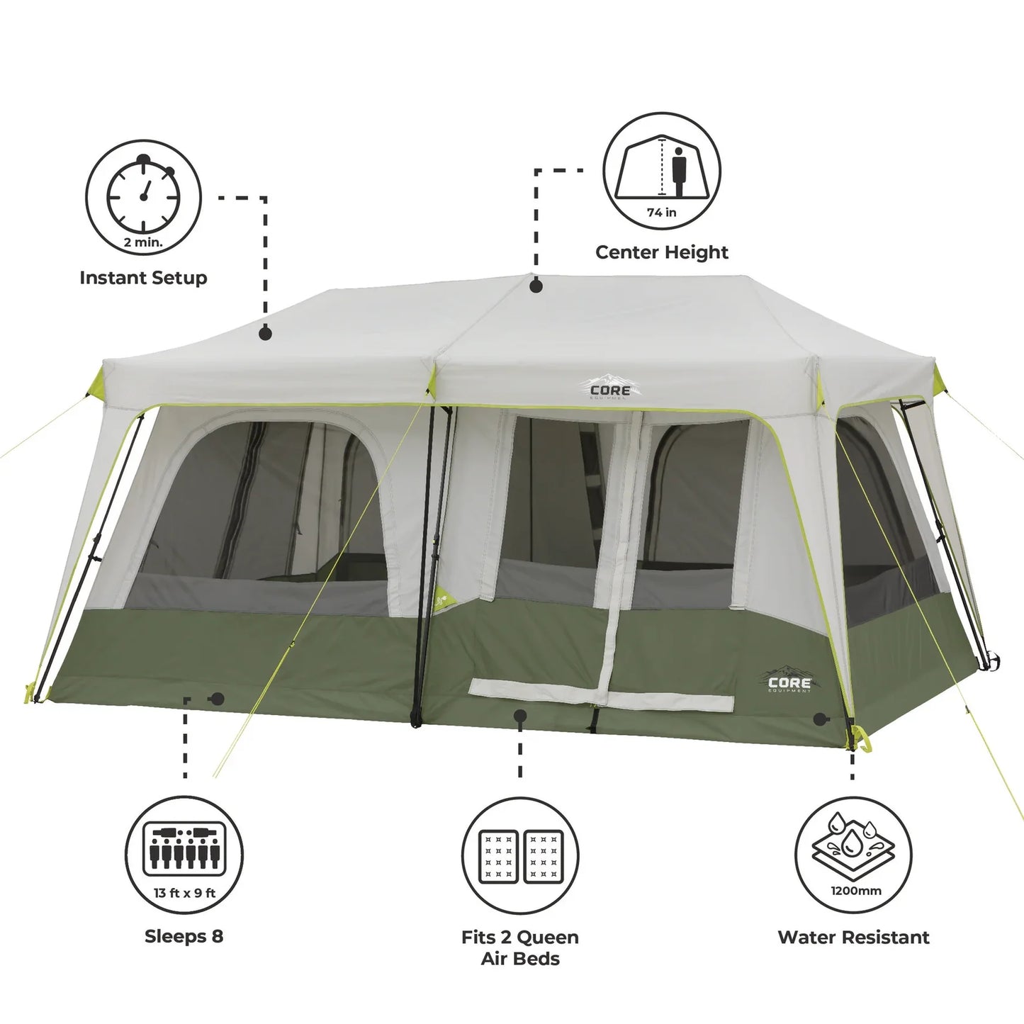 COOLBABY 8-Person Instant Cabin Tent with Advanced Weather Protection and Quick Setup - COOLBABY