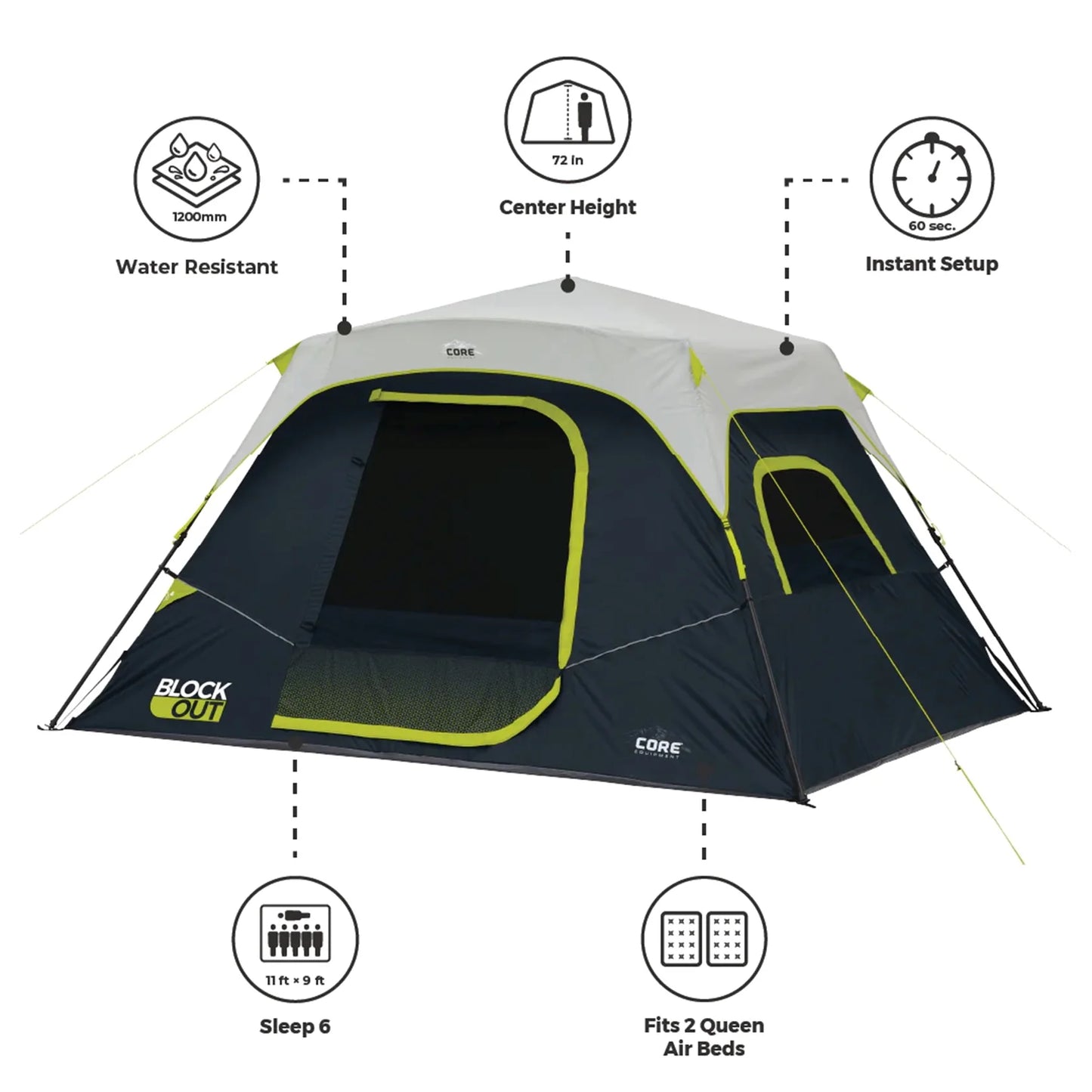 COOLBABY 6-Person Instant Cabin Tent with Blockout Technology – Fast Setup, Weather-Resistant - COOLBABY