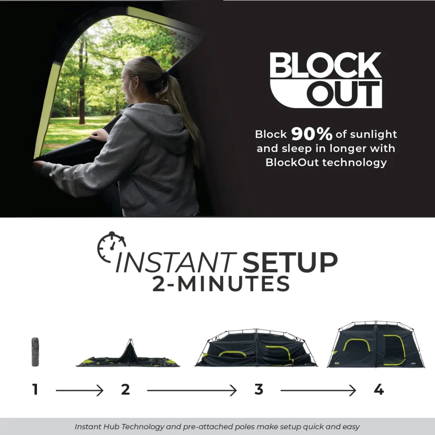 COOLBABY 9-Person Instant Cabin Tent with BlockOut Technology - Weatherproof & Easy Setup - COOLBABY