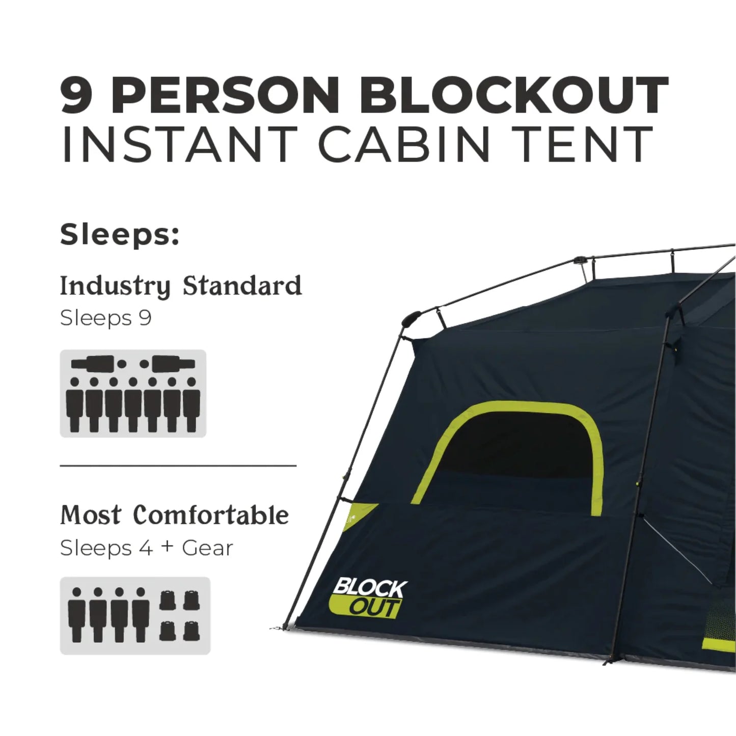 COOLBABY 9-Person Instant Cabin Tent with BlockOut Technology - Weatherproof & Easy Setup - COOLBABY