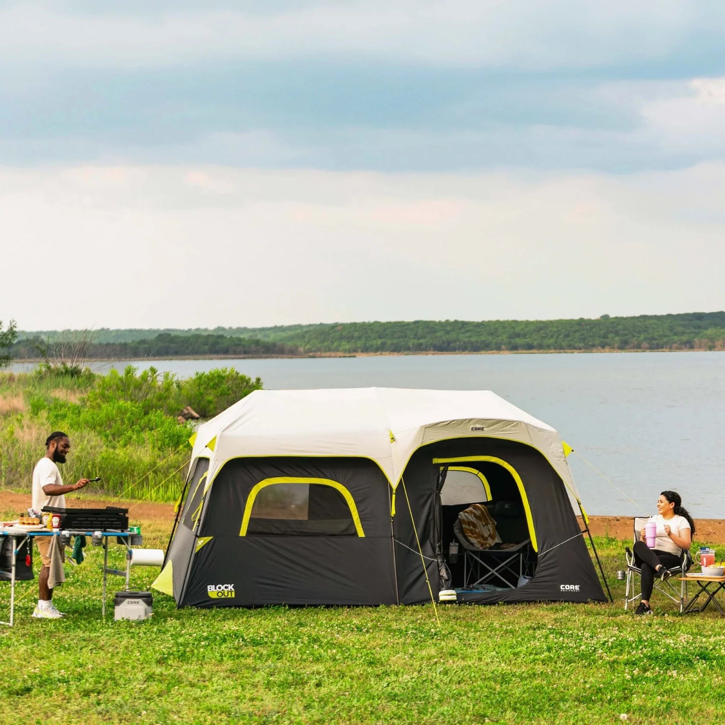 COOLBABY 9-Person Instant Cabin Tent with BlockOut Technology - Weatherproof & Easy Setup - COOLBABY