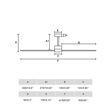 Ceiling Fan Ø132 cm With Remote Control Included, 220/240 VAC, 50/60Hz