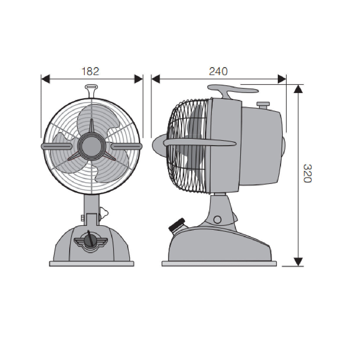 Table Fan, 32 cm Height With 3-Speed Rotary Switch, Desk Fan